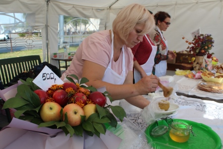 Гигантское панно из яблок выложили на гастрономическом фестивале в Нальчике