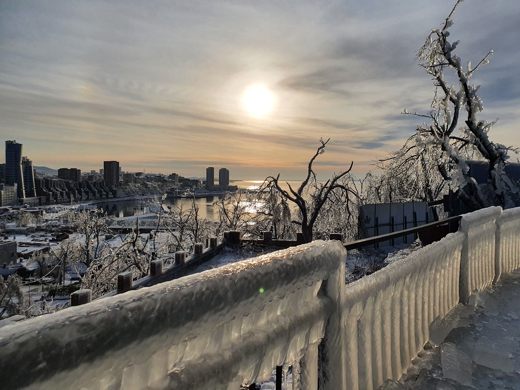 Ледяной шторм прошел во Владивостоке впервые за 30 лет