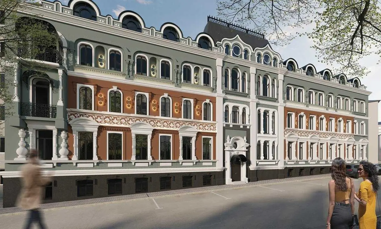 Офисный особняк в центре Москвы получит фасад в псевдорусском стиле. Фото. © Рендер проекта, West Wind Group