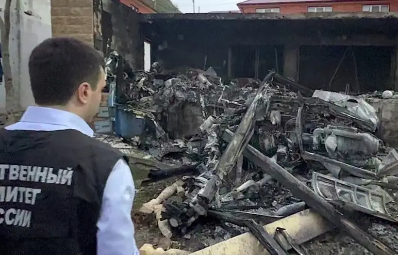 Возгорание двигателя стало причиной крушения вертолета в Дагестане - власти. Фото. © РИА Новости. Западное межрегиональное следственное управление на транспорте СК России