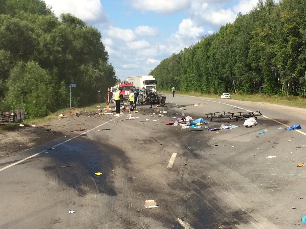 Двое взрослых и двое детей погибли в сгоревшем автомобиле в ДТП в Пензенской области