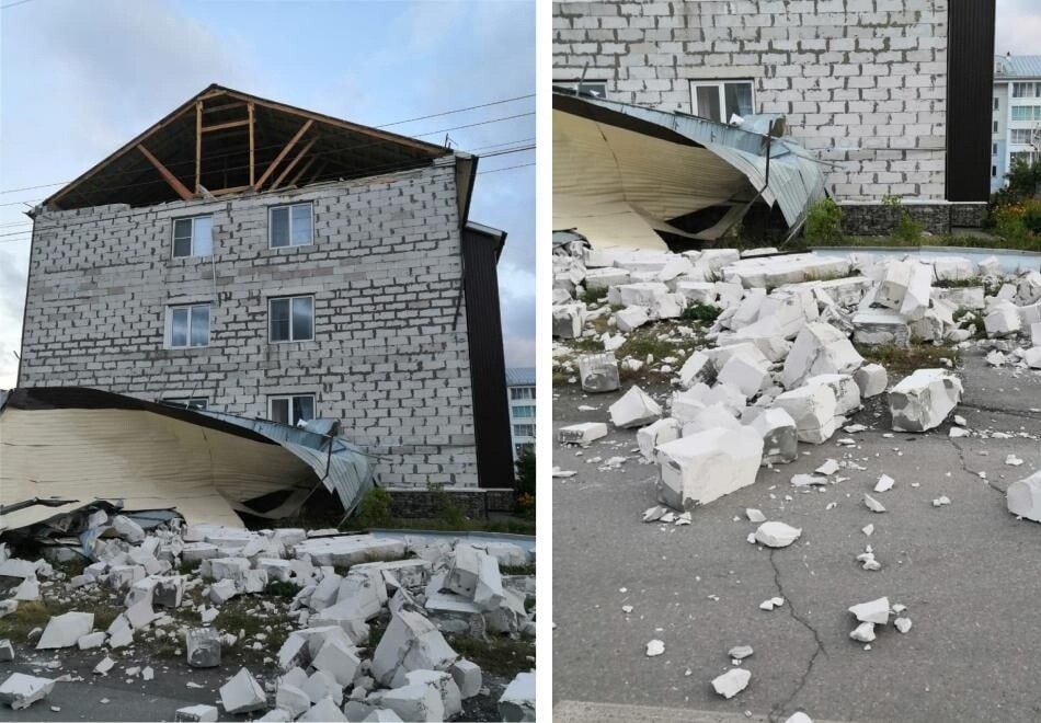 Многоквартирный дом частично разрушился из-за сильного ветра в новосибирском Барабинске