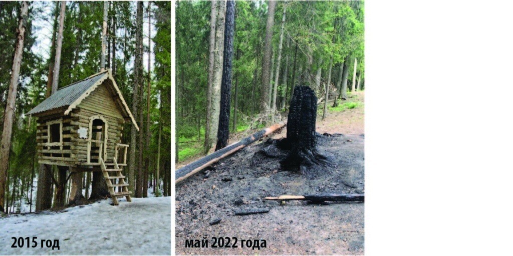 Сгоревший домик Бабы Яги восстанавливают в лесу под Петербургом