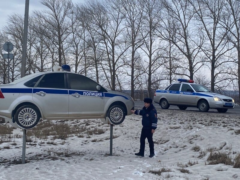 Муляжи машин ГИБДД появились на самых аварийных участках дорог в Рязанской области