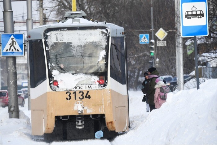 Трамваи в Курске не смогли выйти на линию из-за сильного снегопада