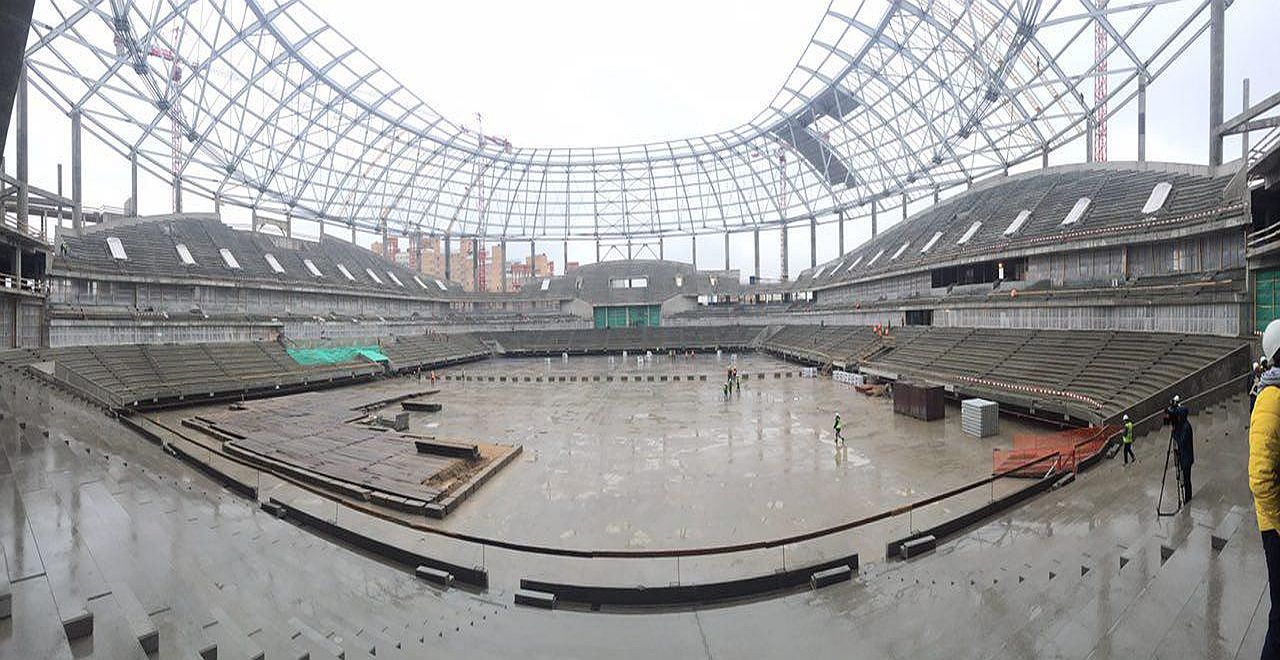 Смонтирована большая часть фасадов стадиона "Динамо"
