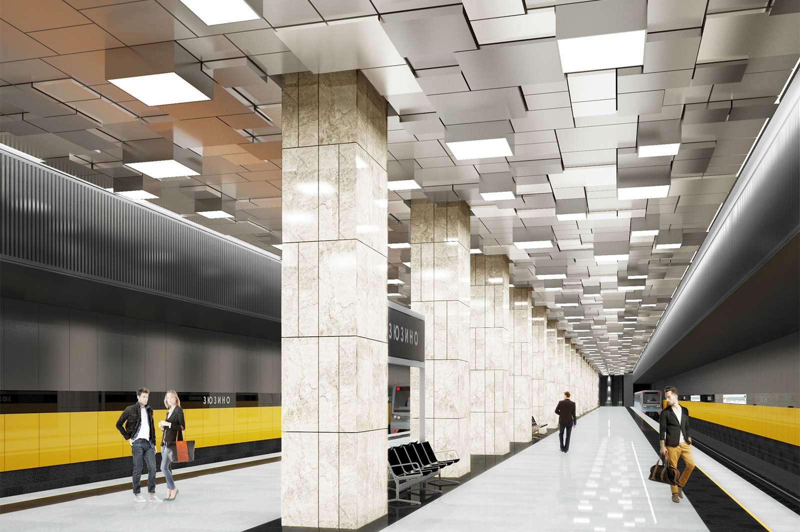 Алюминиевые кубы украсят потолок станции "Зюзино" Большого кольца метро